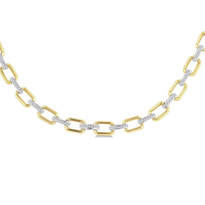 Bold Octagon Shape Link Diamond Fashion Necklace