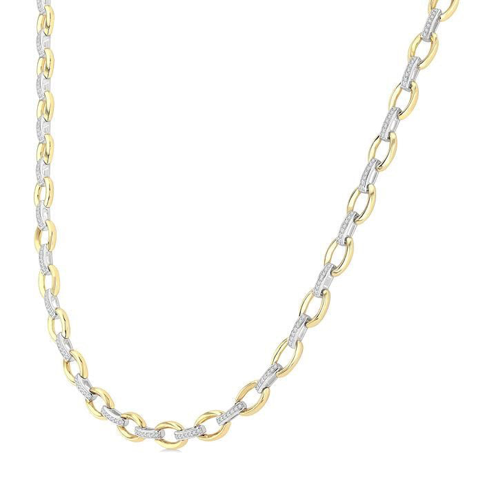 Bold Oval Shape Link Diamond Fashion Necklace