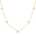 1/3 Ctw Clover Motif Bezel Set Round Cut Diamond Station Necklace in 10K Yellow Gold