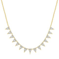1 1/2 Ctw Inverted Triangle Motif Baguette and Round Cut Diamond  Necklace in 14K Yellow Gold