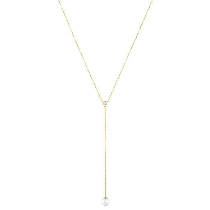 Pearl & Diamond Lariat Y Necklace