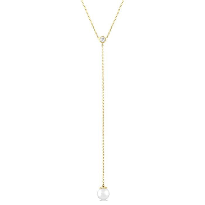 Pearl & Diamond Lariat Y Necklace