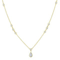 1/2 Ctw Bezel Set Pear and Round Cut Diamond Drop Necklace in 14K Yellow Gold