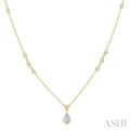 1/2 Ctw Bezel Set Pear and Round Cut Diamond Drop Necklace in 14K Yellow Gold