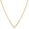 Rhea Delphine Emerald Shape Curb & Cuban Diamond Fashion Necklace