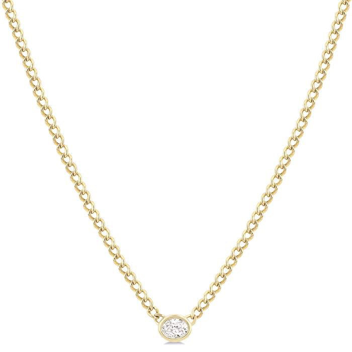 Paragon Tivoli Oval Shape Curb & Cuban Diamond Fashion Necklace