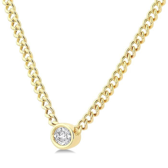 Paragon Tivoli Oval Shape Curb & Cuban Diamond Fashion Necklace