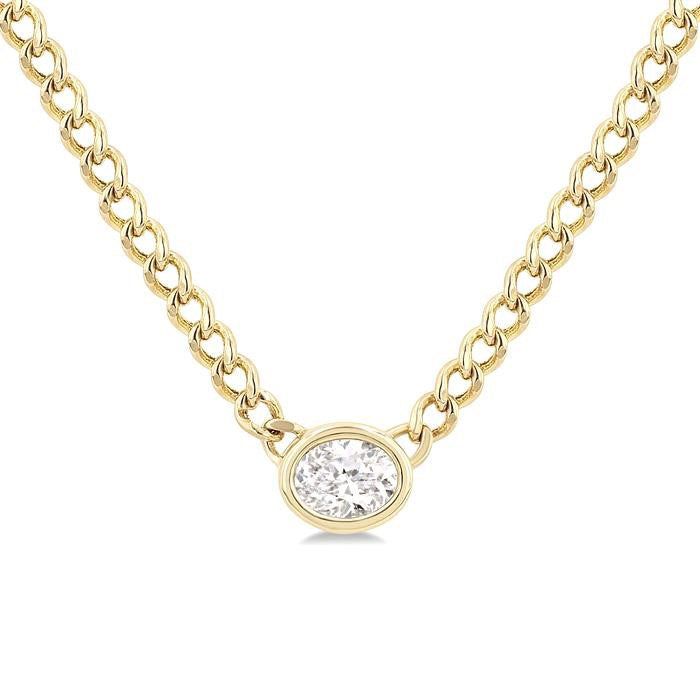 Paragon Tivoli Oval Shape Curb & Cuban Diamond Fashion Necklace