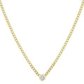 1/5 Ctw Bezel-Set Round Cut Diamond Curb Link Fashion Necklace in 14K Yellow Gold