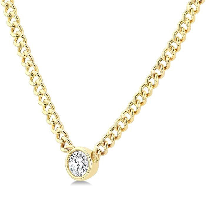 Echo Selene Round Shape Curb & Cuban Diamond Fashion Necklace