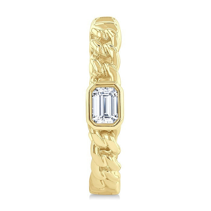 1/3 Ctw Bezel Set Emerald Cut Diamond Curb Link Fashion Hoop Earrings in 14K Yellow Gold