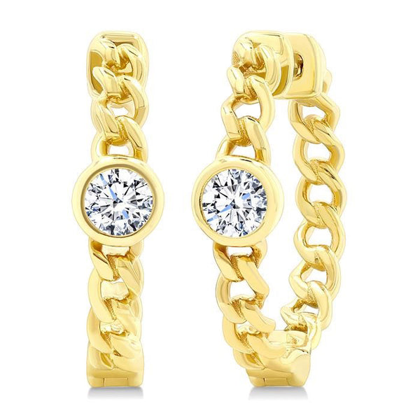 Round Shape Curb & Cuban Diamond Fashion Hoop Earrings