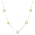 1/2 Ctw Fluted Clover Round Cut Diamond Pirouette Station Necklace in 14K Yellow and White Gold