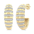 Ribbed Diamond Dome Half Hoop Earrings