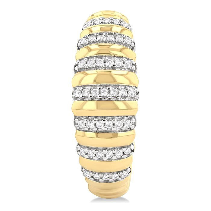 Ribbed Diamond Dome Half Hoop Earrings
