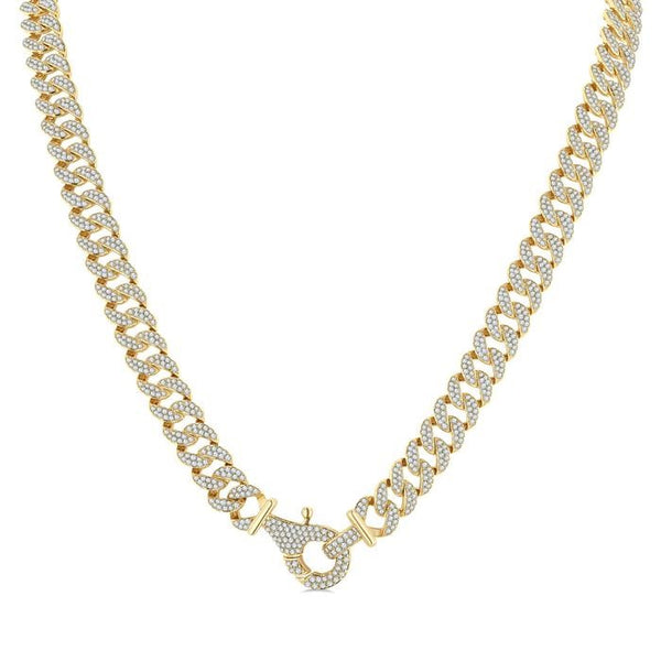 8 Ctw Round Cut Diamond Cuban Link Necklace in 14K Yellow Gold