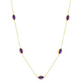 1/4 Ctw Marquise Cut 8X4MM Amethyst and Round Cut Diamond Station Necklace in 10K Yellow Gold