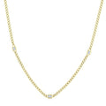 1/2 Ctw Bezel-Set Octagon Shape Round Cut Diamond Curb & Cuban Link Fashion Station Necklace in 14K Yellow Gold