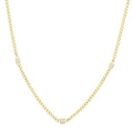 Emerald Shape Bezel Curb & Cuban Station Diamond Necklace