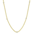 1/2 Ctw Bezel-Set Round-Cut Diamond Curb & Cuban Link Fashion Station Necklace in 14K Yellow Gold