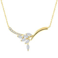 1/3 Ctw Leaf Motif Drop Marquise and Round Cut Diamond Fashion Necklace in 14K Yellow Gold