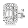 VerCel 14K White Gold Diamond Pave Earrings