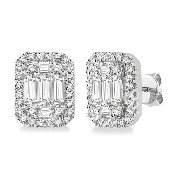 VerCel 14K White Gold Diamond Pave Earrings