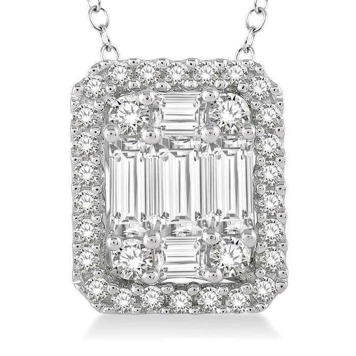 Ember Quorra Emerald Shape Halo Fusion Diamond Pendant