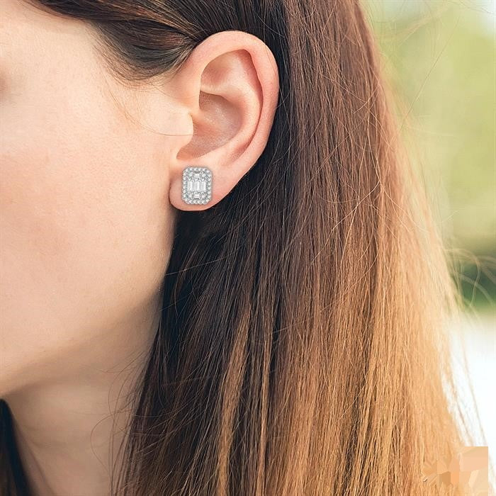 OraNoDor LinDorLo 14K White Gold Diamond Pave Earrings