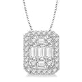 1/2 Ctw Octagonal Baguette & Round Cut Diamond Pendant With Box Chain in 14K White Gold