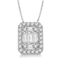 3/8 Ctw Octagonal Baguette & Round Cut Diamond Pendant With Box Chain in 14K White Gold
