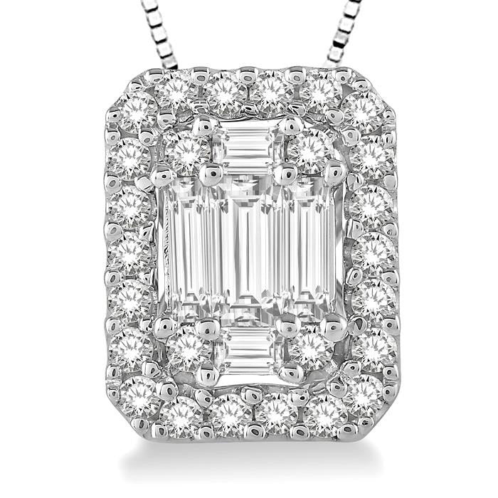 Dione Dione Emerald Shape Halo Fusion Diamond Pendant