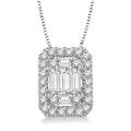 3/8 Ctw Octagonal Baguette & Round Cut Diamond Pendant With Box Chain in 14K White Gold