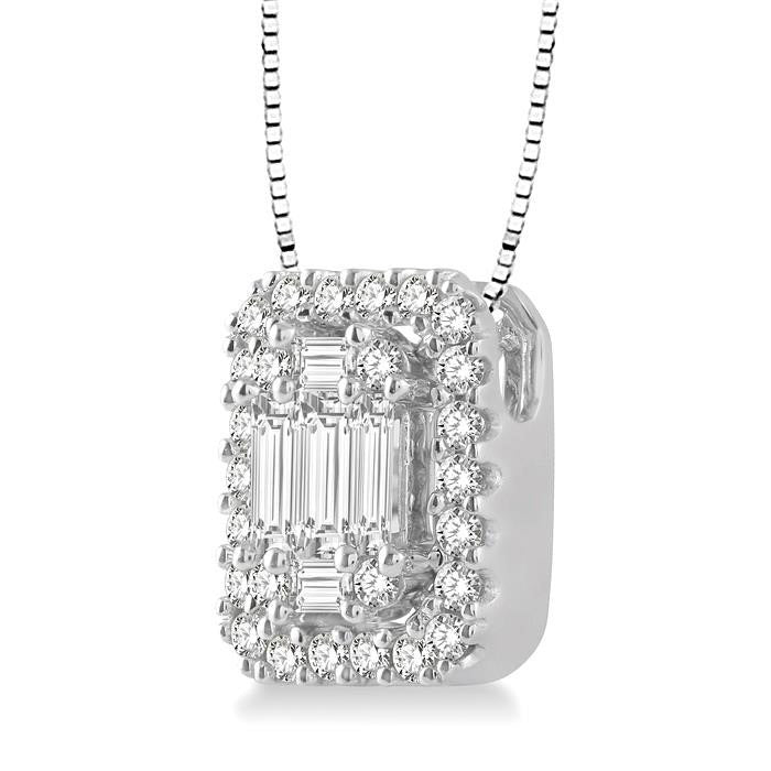 Beryl Seraph Emerald Shape Halo Fusion Diamond Pendant