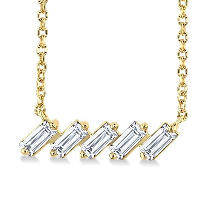 1/4 Ctw Semi-Reclined Baguette Cut Diamond Necklace in 14K Yellow Gold