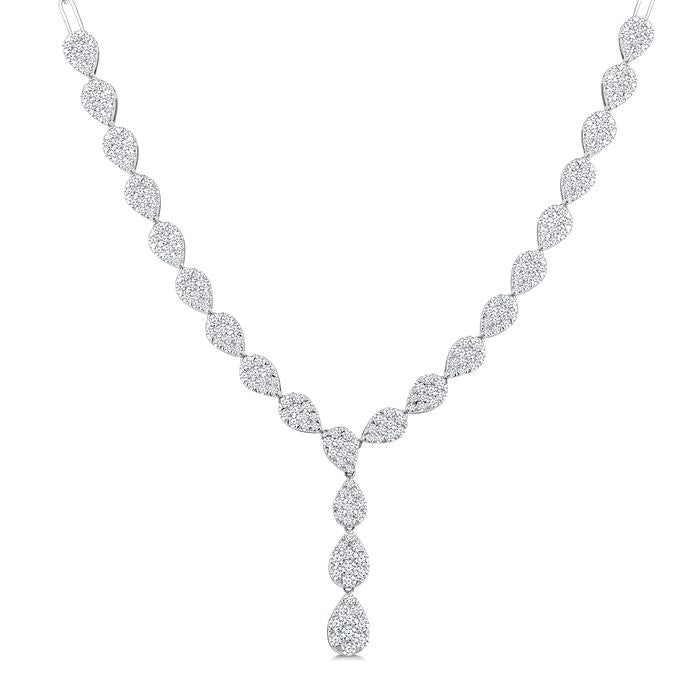 2 5/8 Ctw Shine Bright Pear Shape Round Cut Diamond Fashion Necklace in 14K White Gold
