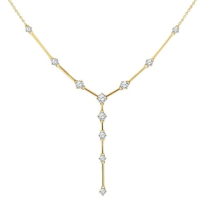 1 Ctw Round Cut Diamond Y-Shape Bar Link Fashion Necklace in 14K Yellow Gold
