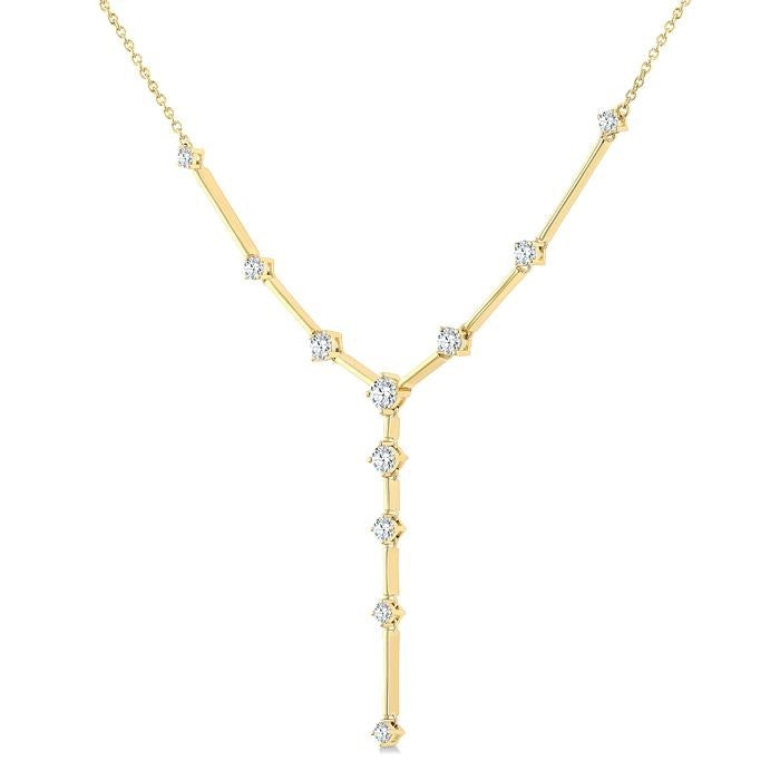 1 Ctw Round Cut Diamond Y-Shape Bar Link Fashion Necklace in 14K Yellow Gold