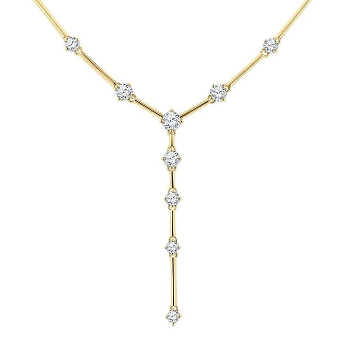 1 Ctw Round Cut Diamond Y-Shape Bar Link Fashion Necklace in 14K Yellow Gold