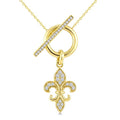1/5 Ctw Round Cut Diamond  Fleur Toggle Fashion Necklace in 10K Yellow Gold