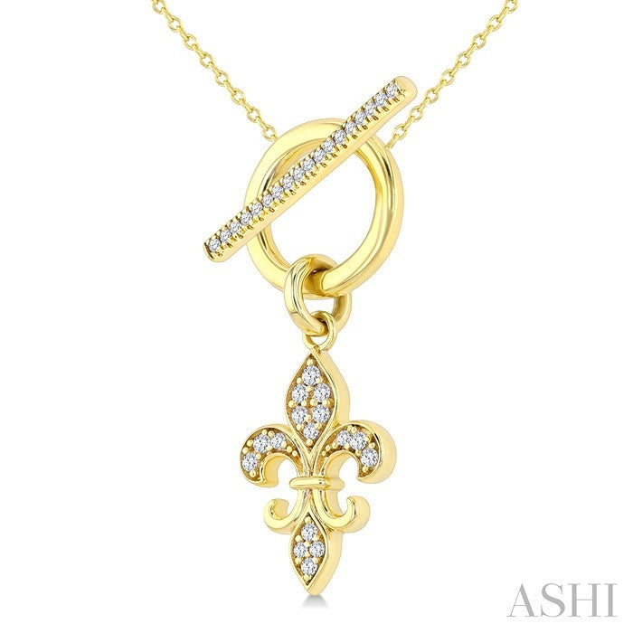 1/5 Ctw Round Cut Diamond  Fleur Toggle Fashion Necklace in 10K Yellow Gold