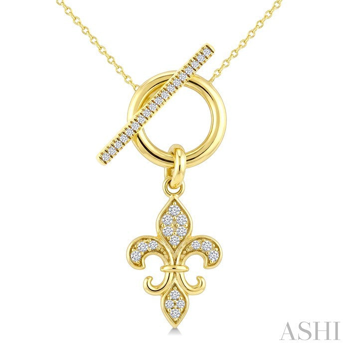1/5 Ctw Round Cut Diamond  Fleur Toggle Fashion Necklace in 10K Yellow Gold