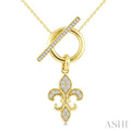 1/5 Ctw Round Cut Diamond  Fleur Toggle Fashion Necklace in 10K Yellow Gold