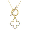 1/4 Ctw Round Cut Diamond Open Window Clover Frame Toggle Fashion Necklace in 10K Yellow Gold