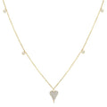 1/5 Ctw Heart Motif Round Cut Diamond Station Necklace in 10K Yellow Gold