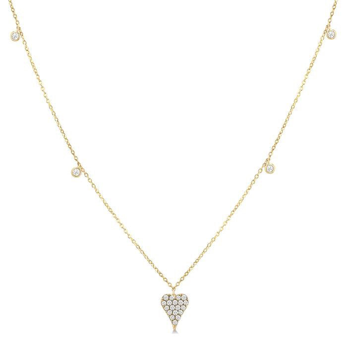 Heart Shape Diamond Station Necklace
