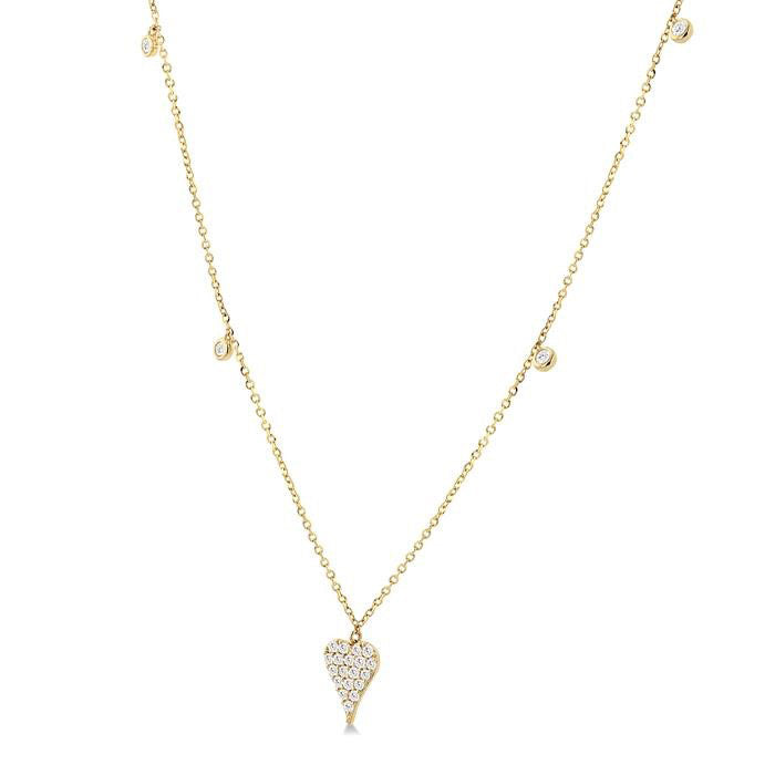 Heart Shape Diamond Station Necklace