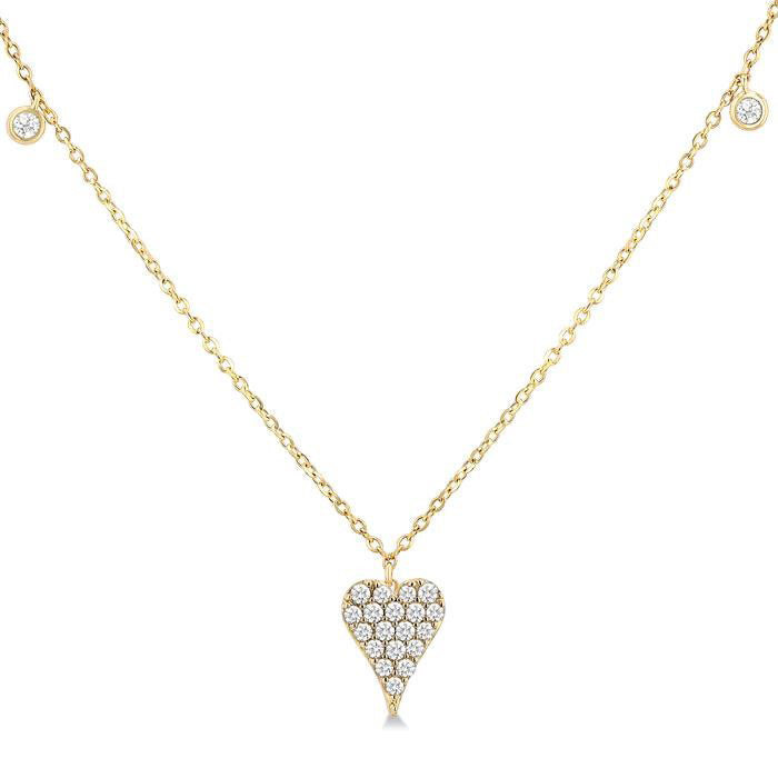 Heart Shape Diamond Station Necklace