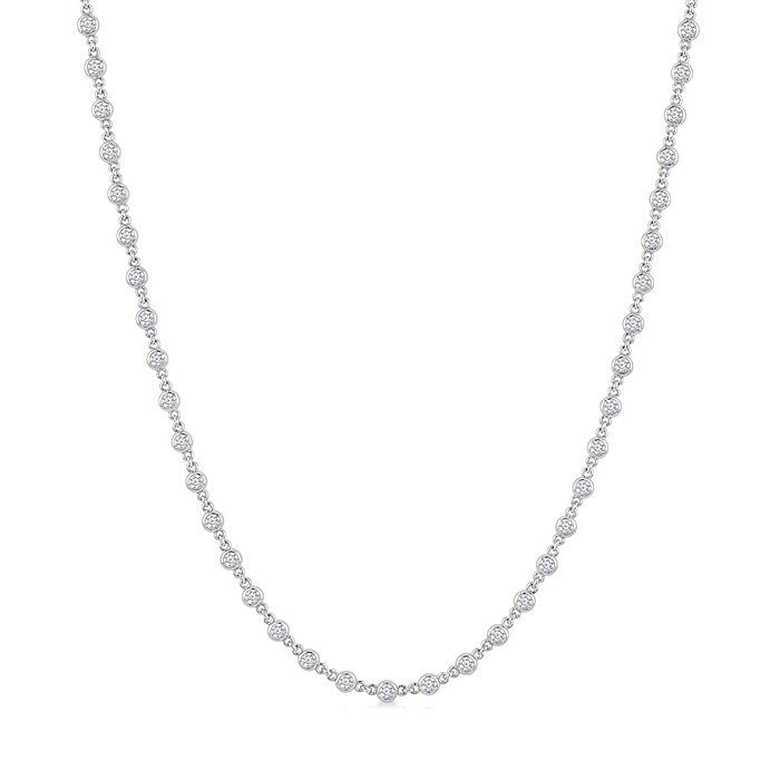 2 Ctw Bezel Set Round Cut Diamond Necklace in 14K White Gold
