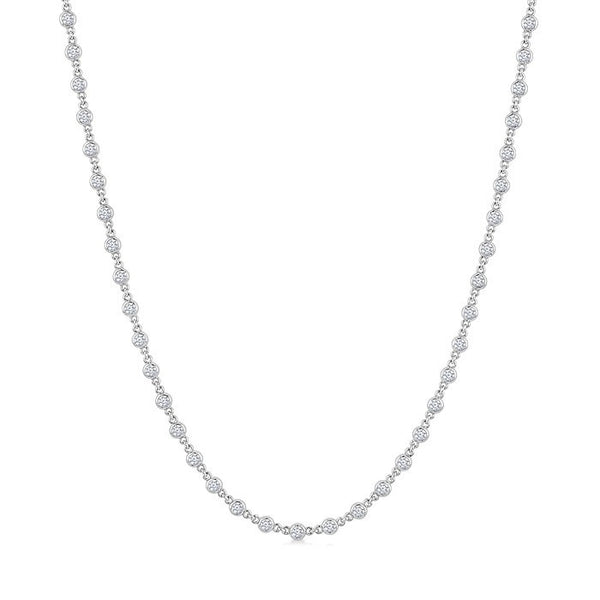 2 Ctw Bezel Set Round Cut Diamond Necklace in 14K White Gold
